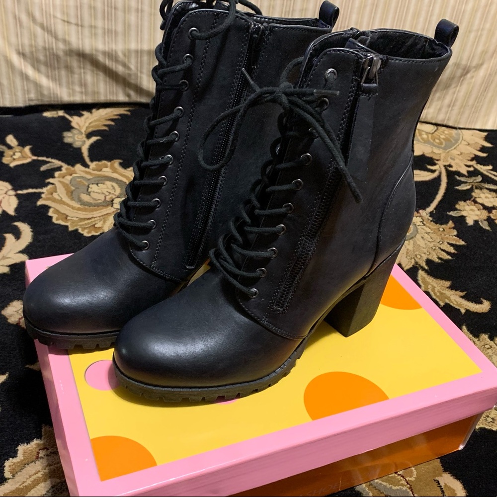 Lace Up Lug Sole Bootie